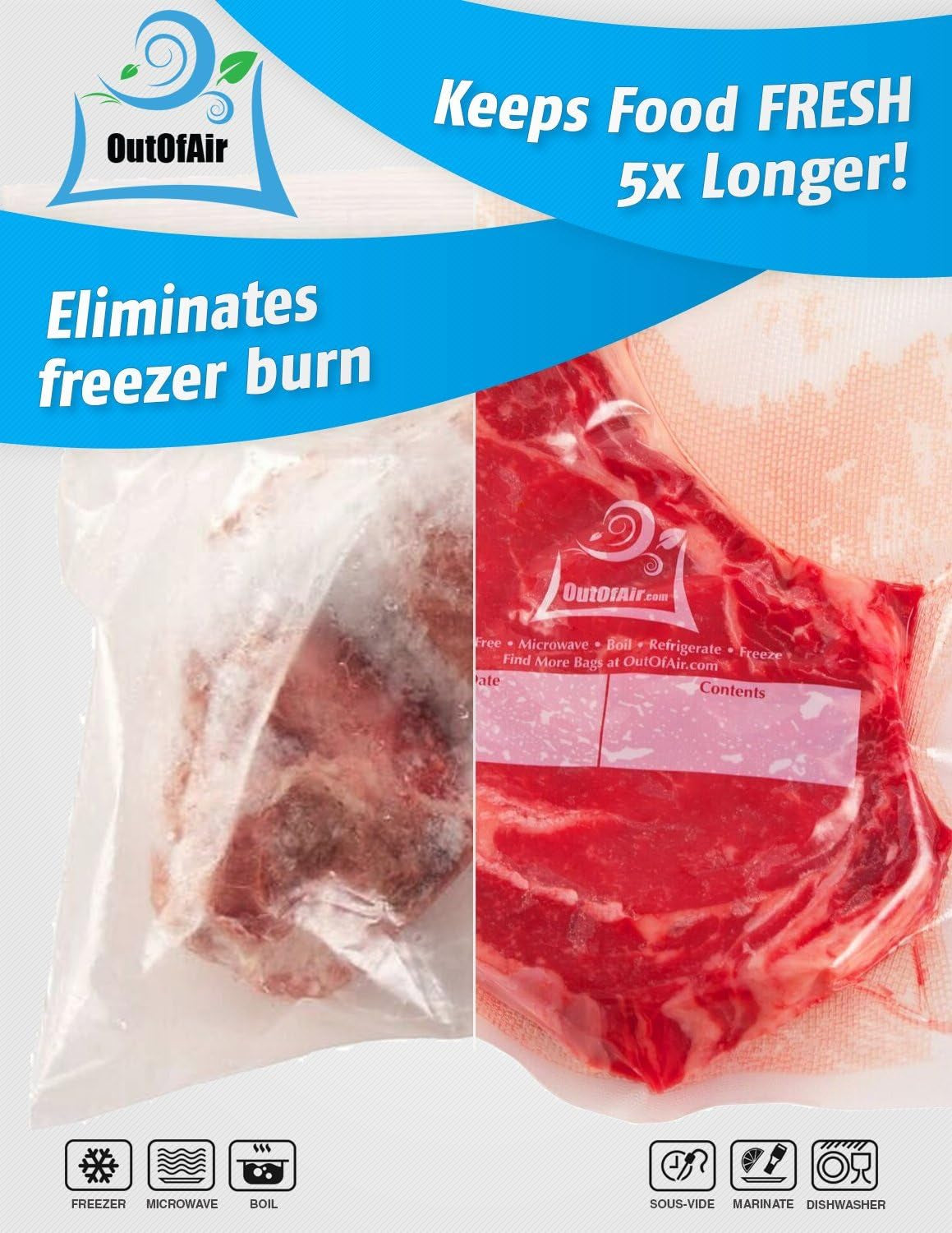 Premium 100 Gallon Vacuum Sealer Bags (11" X 16") - BPA Free, 33% Thicker, Compatible with Foodsaver & More - Commercial Grade Quality