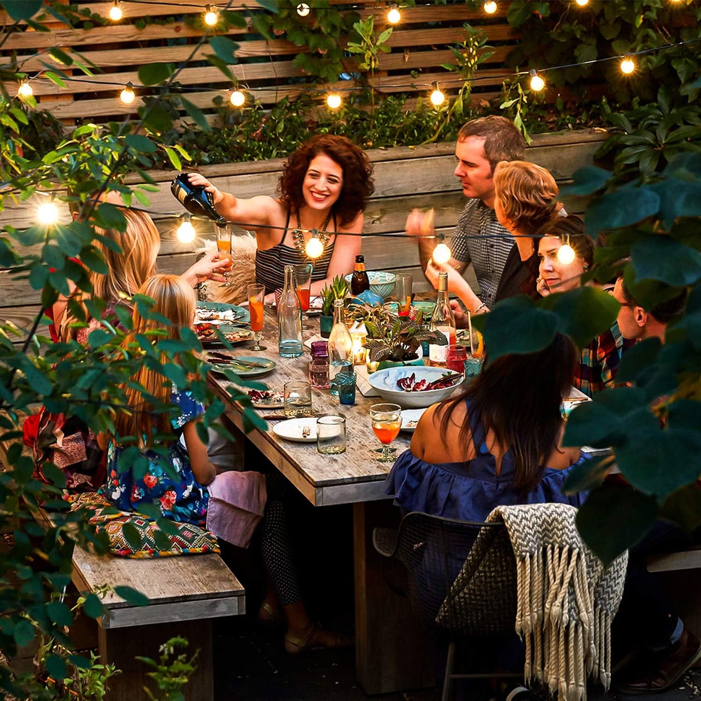 50FT Shatterproof LED G40 Globe String Lights - 50 Dimmable Edison Bulbs for Outdoor Patio, Balcony, Party, Wedding & Cafe - Waterproof Bistro Lighting