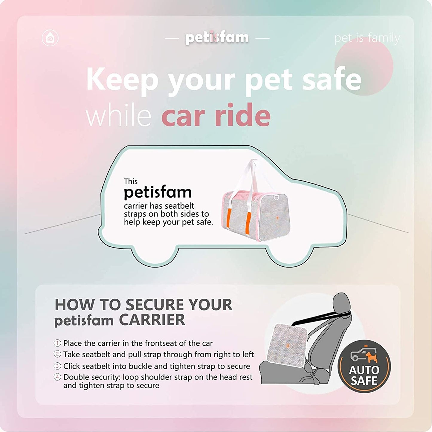 Petisfam Soft Cute Travel Pet Carrier Bag for Medium Cats, Kitty and Puppy, Fantasy Pink, M