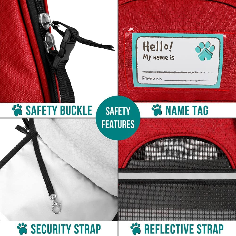 Petami Airline Approved Pet Carrier for Cat, Soft Sided Dog Carrier for Small Dogs, Cat Travel Supplies Accessories for Indoor Cats, Ventilated Pet Carrying Bag Medium Large Kitten Puppy, Small Red