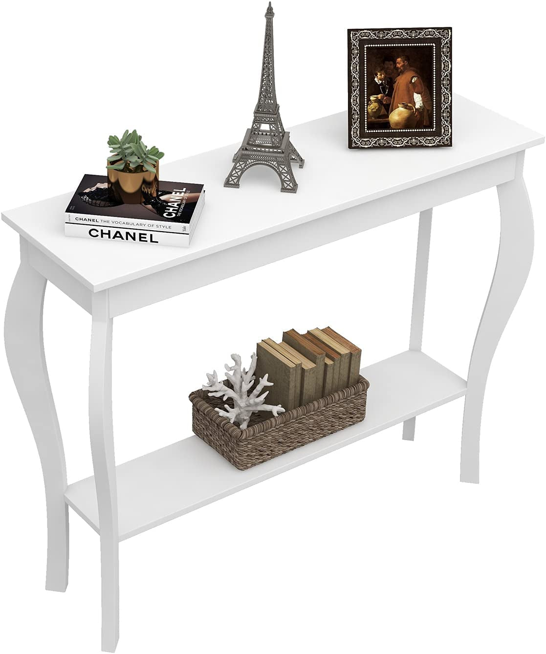 Chic White Choochoo Narrow Console Table - Stylish Accent for Entryway or Sofa