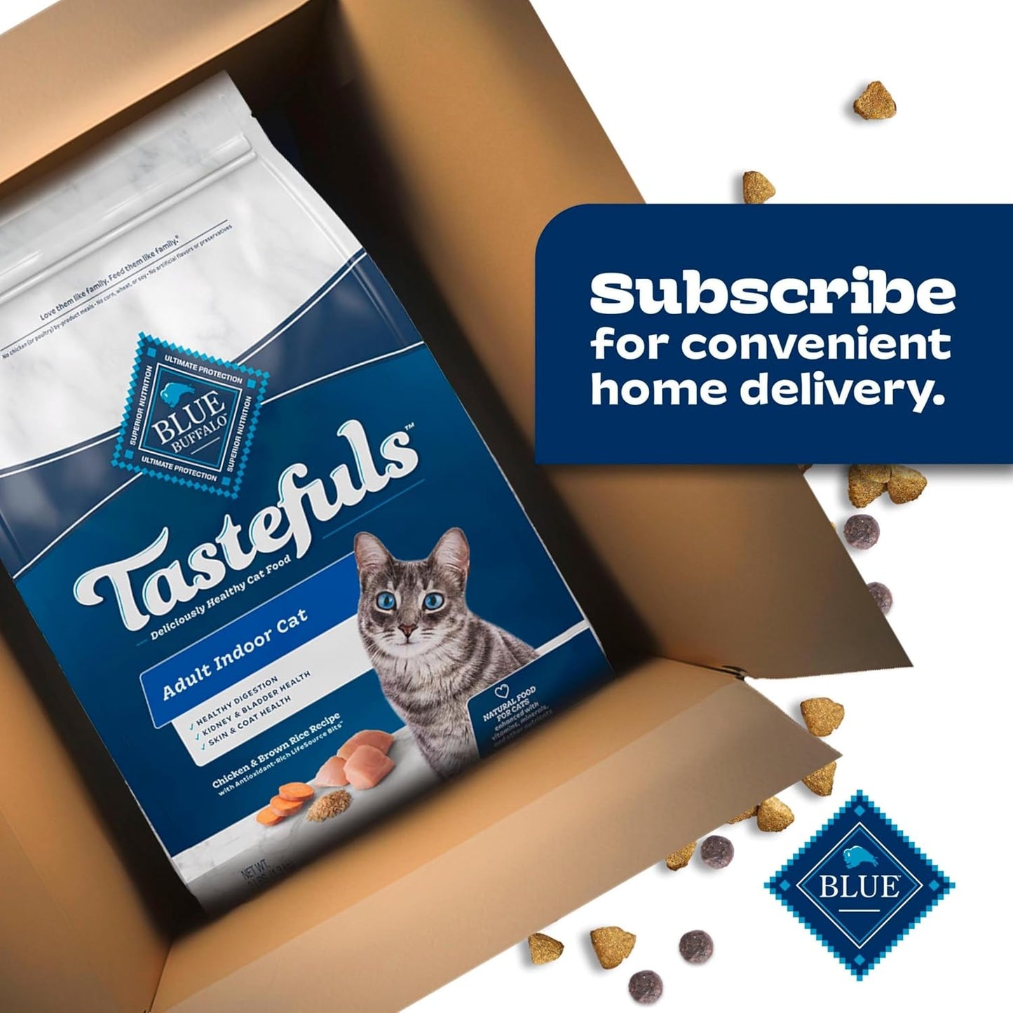 Blue Buffalo Tastefuls Natural Dry Food for Adult Indoor Cats, Chicken & Brown Rice Recipe, 15-Lb. Bag