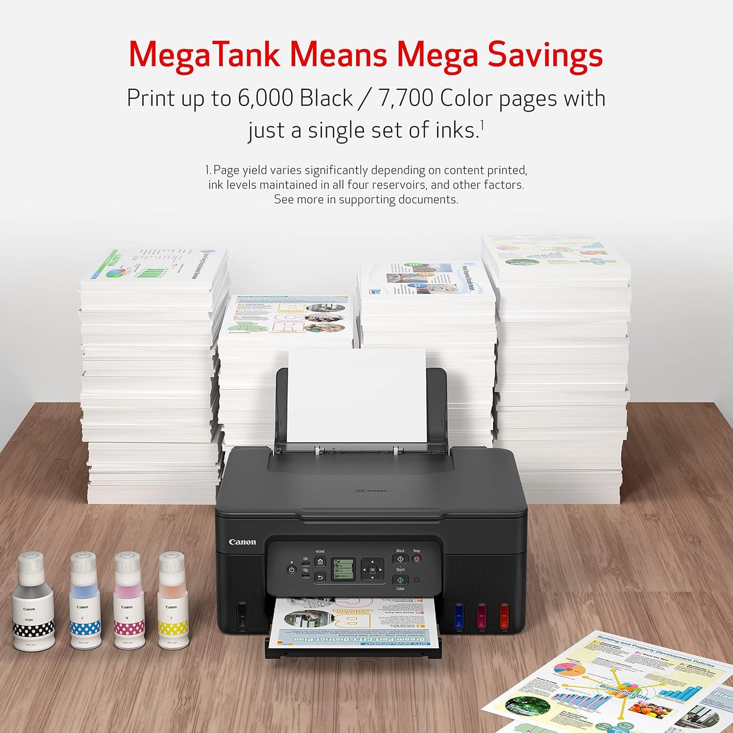 Canon Megatank G3290 Wireless All-In-One Printer - Print, Copy, Scan, Mobile Printing, 2.7" LCD Touchscreen, Auto Duplex