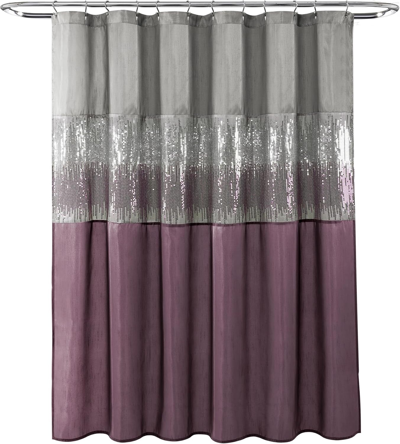 Lush Decor Night Sky Shower Curtain, 72" X 72", Gray & Purple