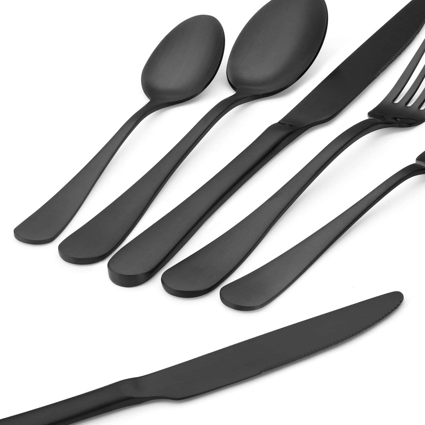 Elegant Matte Black Stainless Steel Flatware Set - 20-Piece Service for 4, Dishwasher Safe Kitchen Utensils for Home & Restaurant