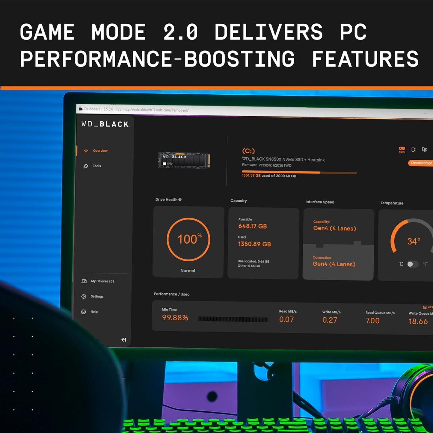 WD_BLACK 2TB SN850X NVMe Gaming SSD with Heatsink - Lightning Fast 7,300 MB/s - Perfect for PS5 - Gen4 PCIe M.2 2280