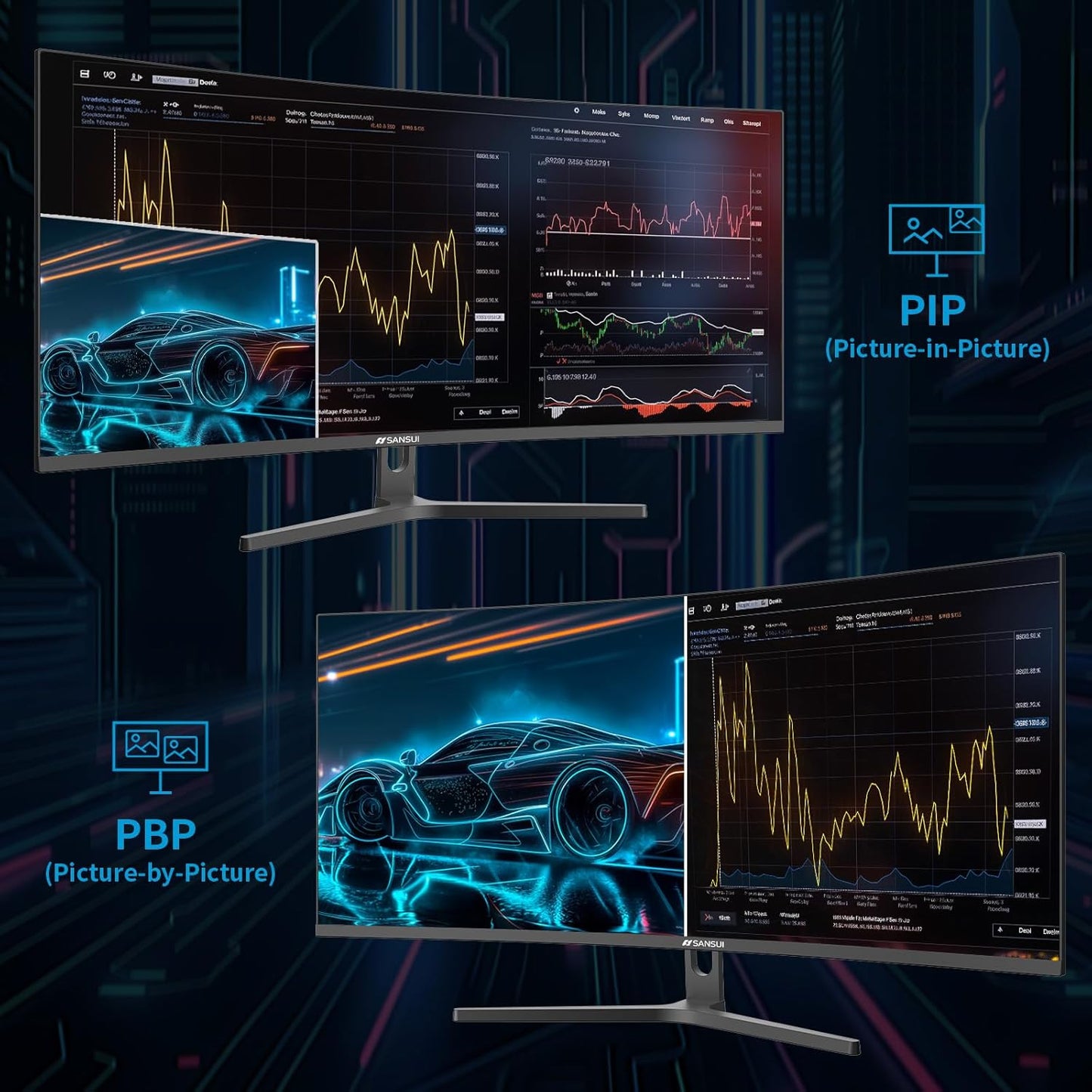 SANSUI 27" Curved 240Hz Gaming Monitor - FHD 1080P, 1500R Curve, 130% sRGB, HDR, Freesync, 1ms MPRT, Low Blue Light, HDMI/DP Ports, Metal Stand Included