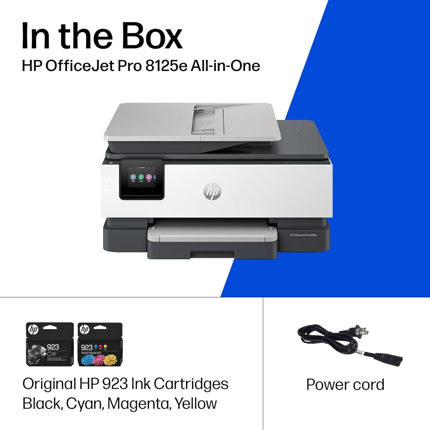 HP Officejet Pro 8125E Wireless All-In-One Color Inkjet Printer - Ideal for Home Office, Print, Scan, Copy, ADF, Duplex Printing, Includes 3-Month Instant Ink Trial, AI-Enabled