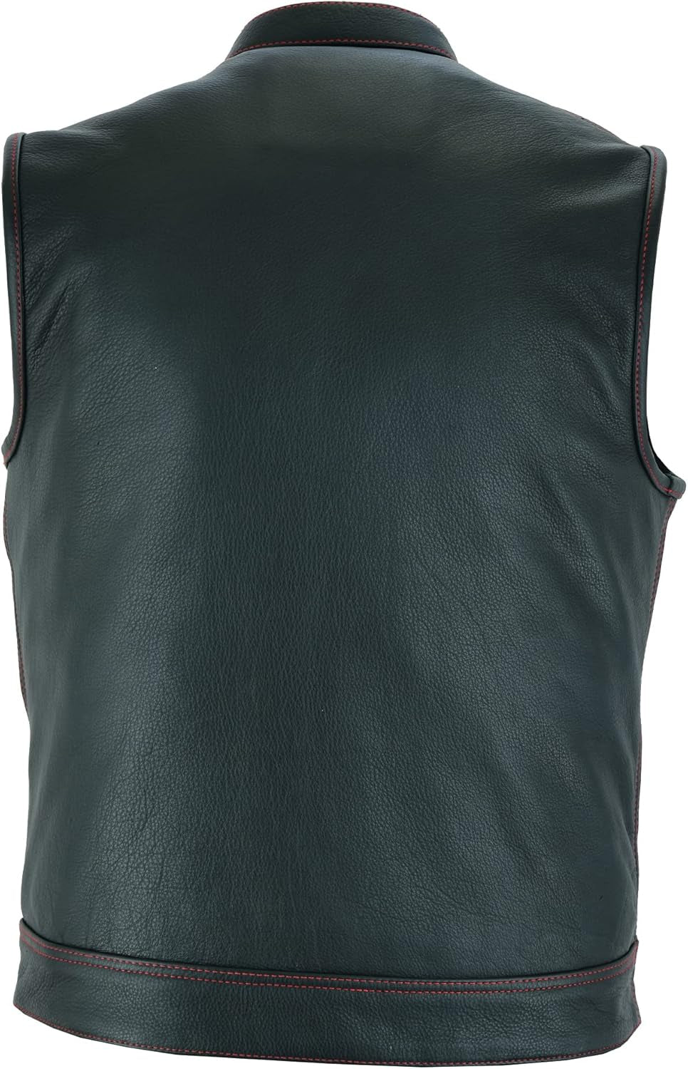 Leatherick Mens Black Motorcycle Vests - SOA Club & Traditional Paisley Satin Liner Leather Biker Vests