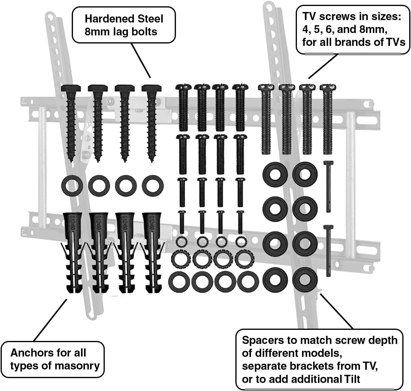 Cheetah Ultra Slim Tilt TV Mount for 32-86 Inch TVs, Supports 165Lbs, Includes 10Ft HDMI Cable, Fits 16-24" Studs, Adjustable 15° Tilt, Max VESA 600x400mm