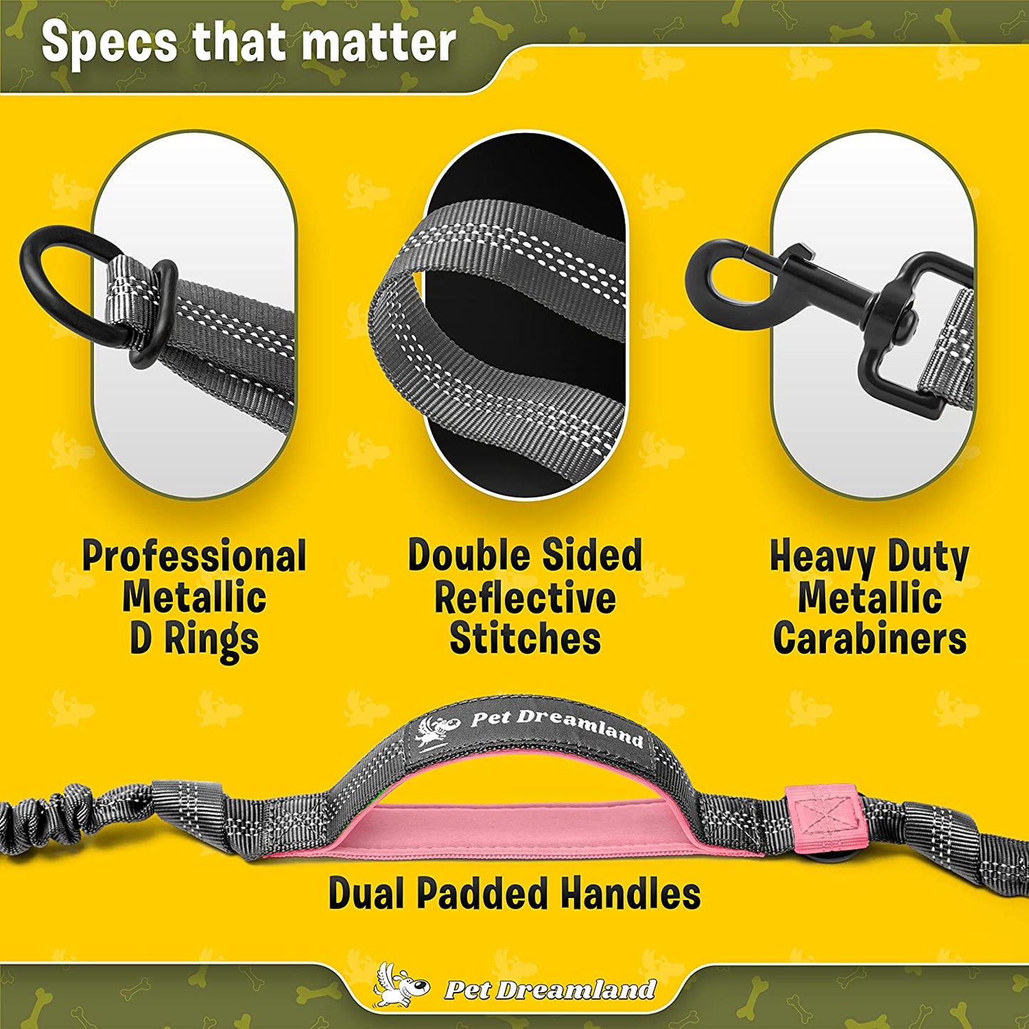 Pet Dreamland Exquisite Handsfree Dog Leash for Large Dogs. Ultimate Comfort & Freedom for Walking and Hiking. Premium Quality, Durable & Versatile Waist Belt. Your Dog Will Love This Running Leash.