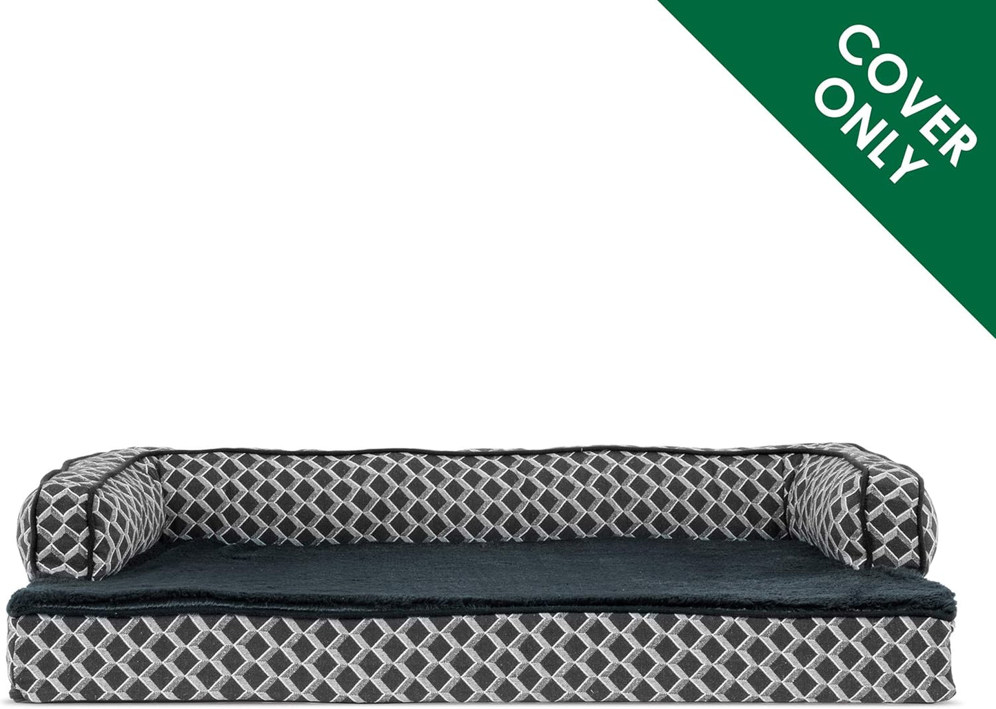 Furhaven Replacement Dog Bed Cover Comfy Couch Plush & Décor Sofa-Style, Machine Washable - Diamond Gray, Jumbo (X-Large)