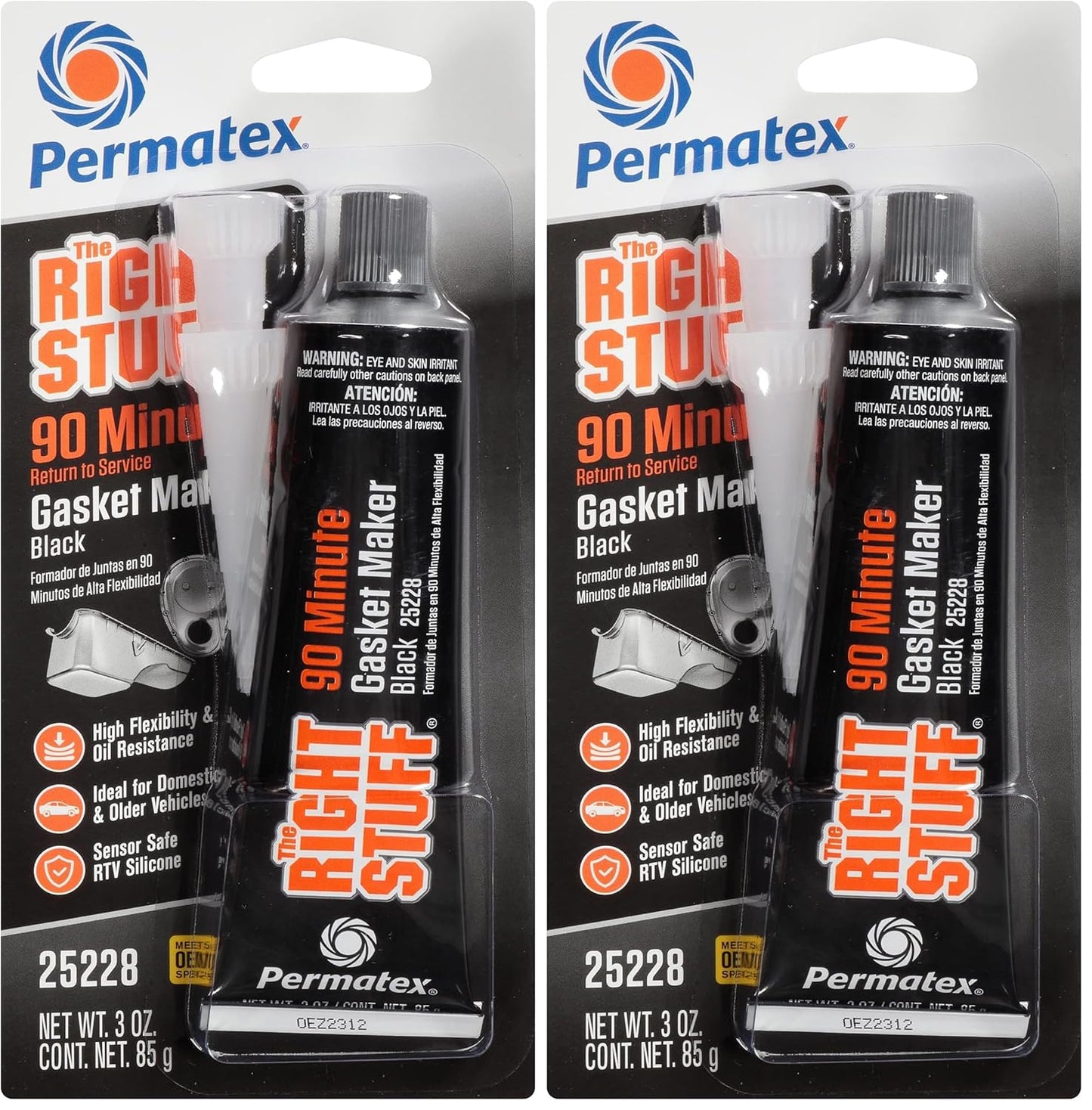 Permatex 82180 Ultra Black Maximum Oil Resistance RTV Silicone Gasket Maker, Sensor Safe and Non-Corrosive, for High Flex and Oil Resistant Applications 3 Oz