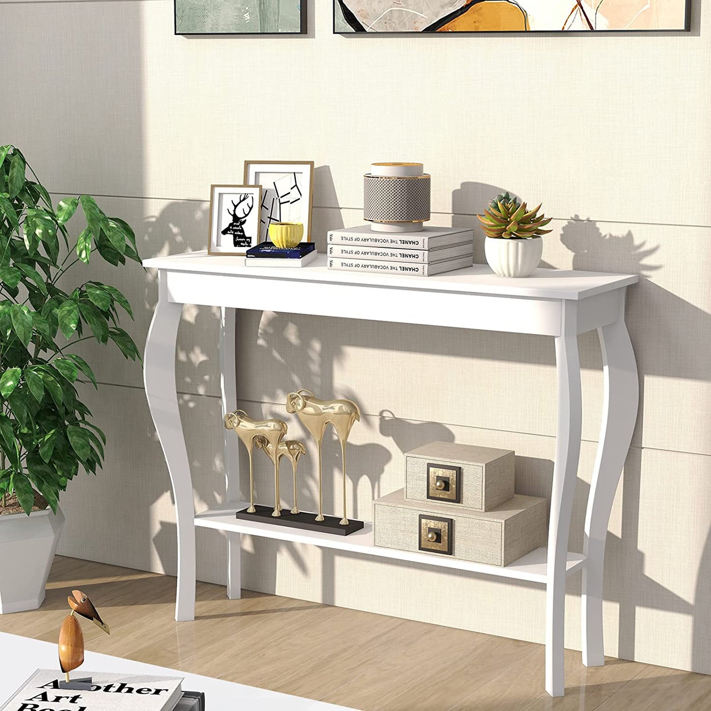 Chic White Choochoo Narrow Console Table - Stylish Accent for Entryway or Sofa