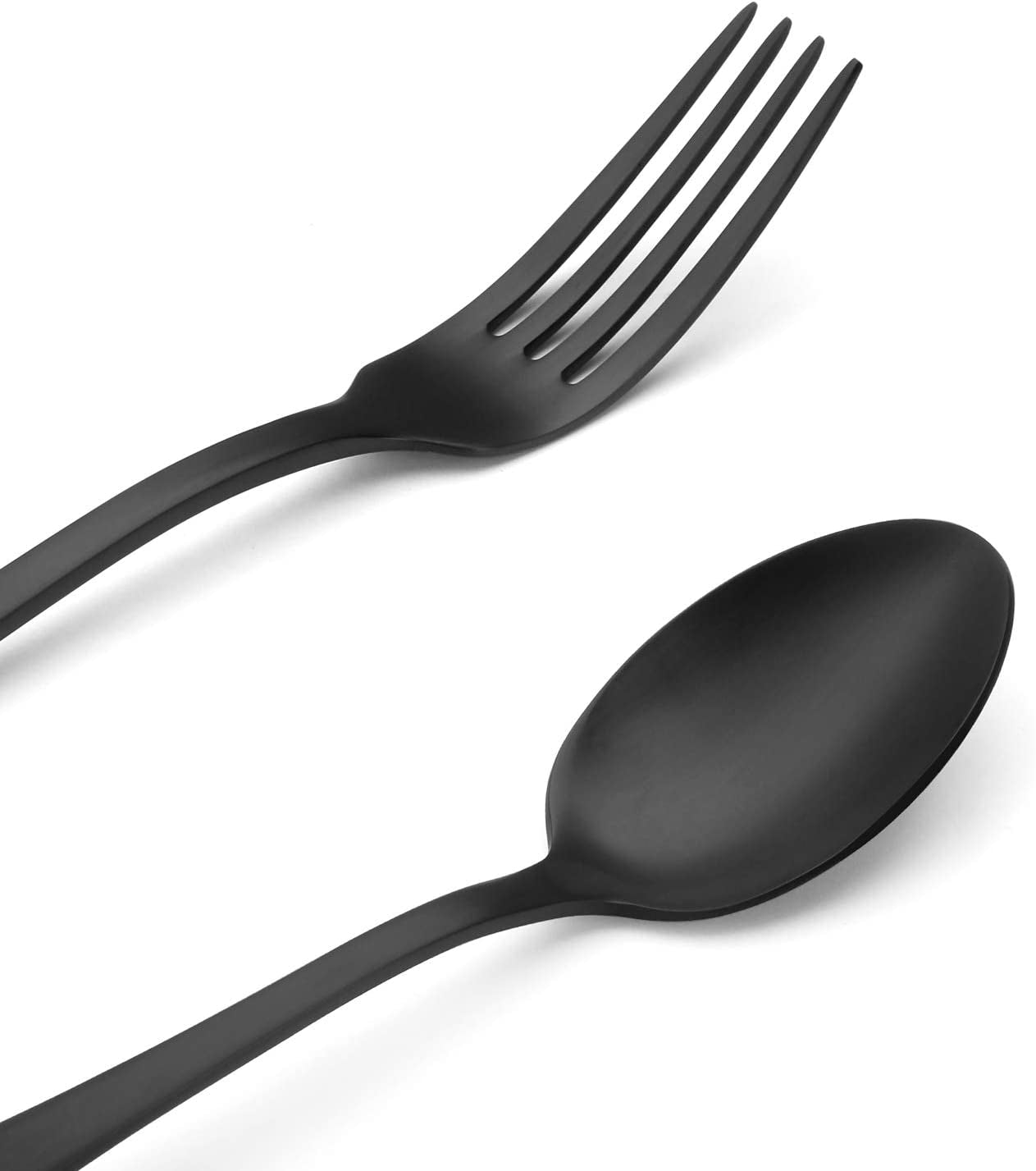 Elegant Matte Black Stainless Steel Flatware Set - 20-Piece Service for 4, Dishwasher Safe Kitchen Utensils for Home & Restaurant
