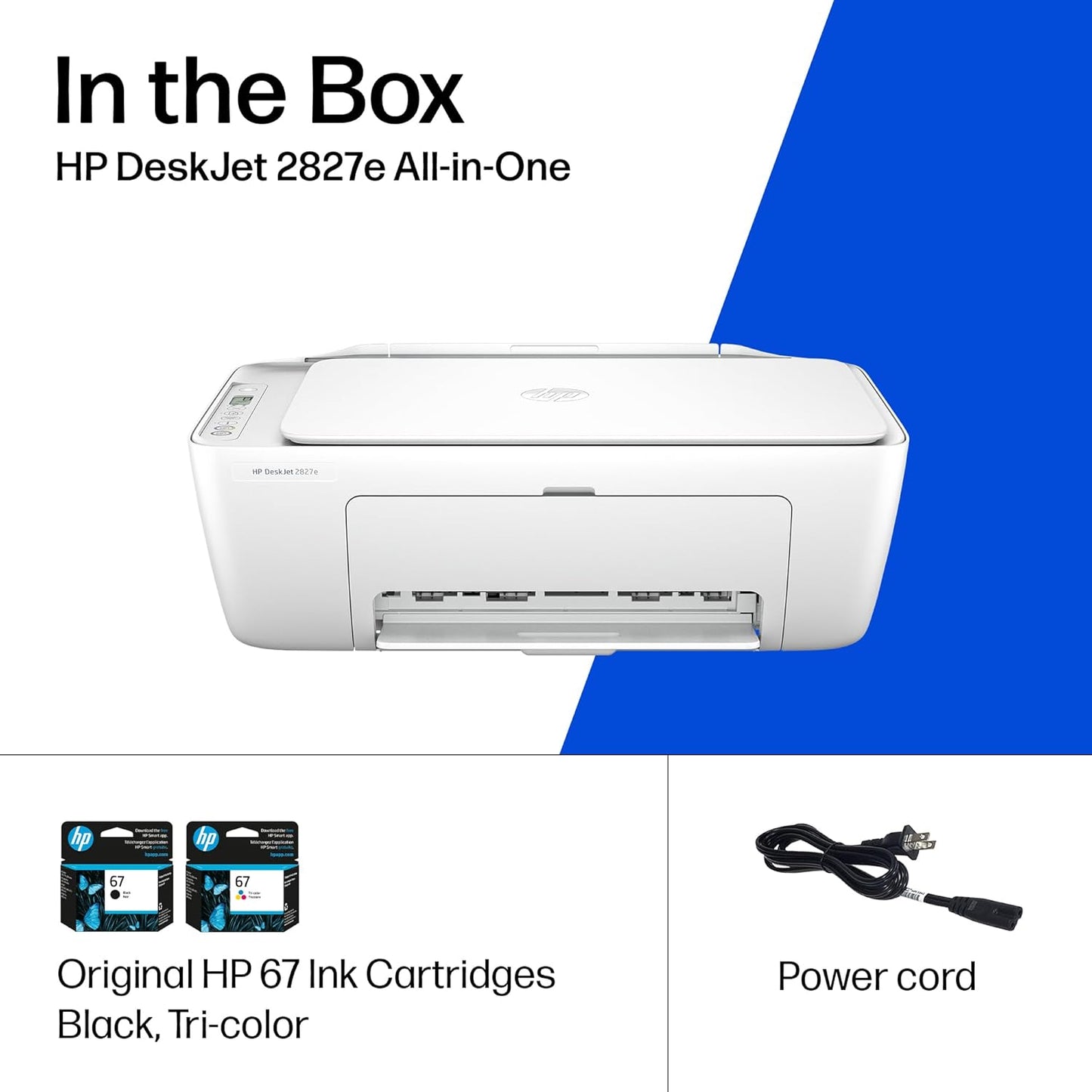 HP Deskjet 2827E Wireless All-In-One Color Inkjet Printer - Perfect for Home Use with Scanner, Copier & 3-Month Instant Ink Trial Included!
