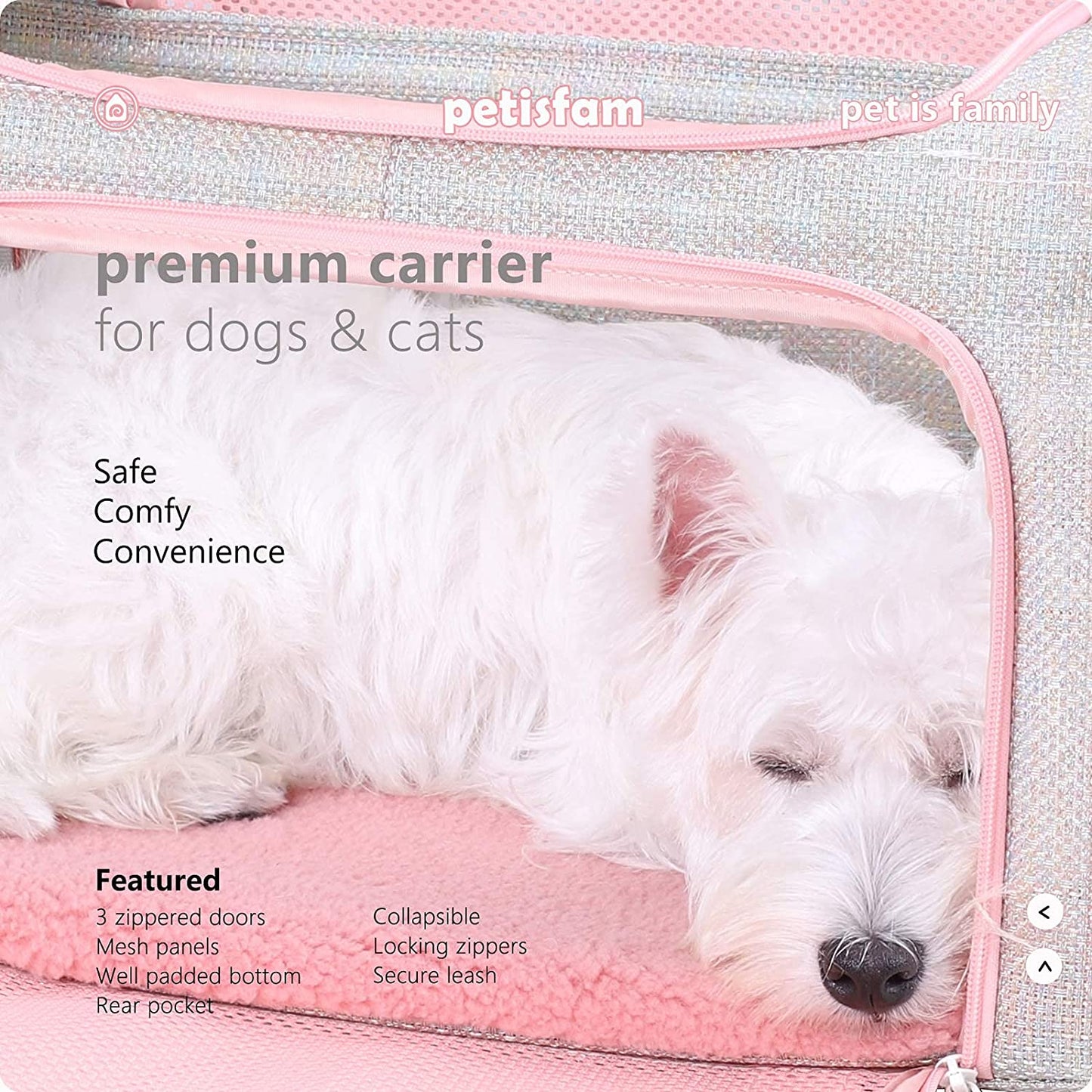 Petisfam Soft Cute Travel Pet Carrier Bag for Medium Cats, Kitty and Puppy, Fantasy Pink, M