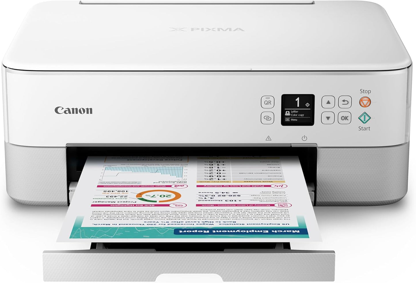 Canon PIXMA TS6420A Wireless All-In-One Inkjet Printer - Print, Copy, Scan - Sleek White Design