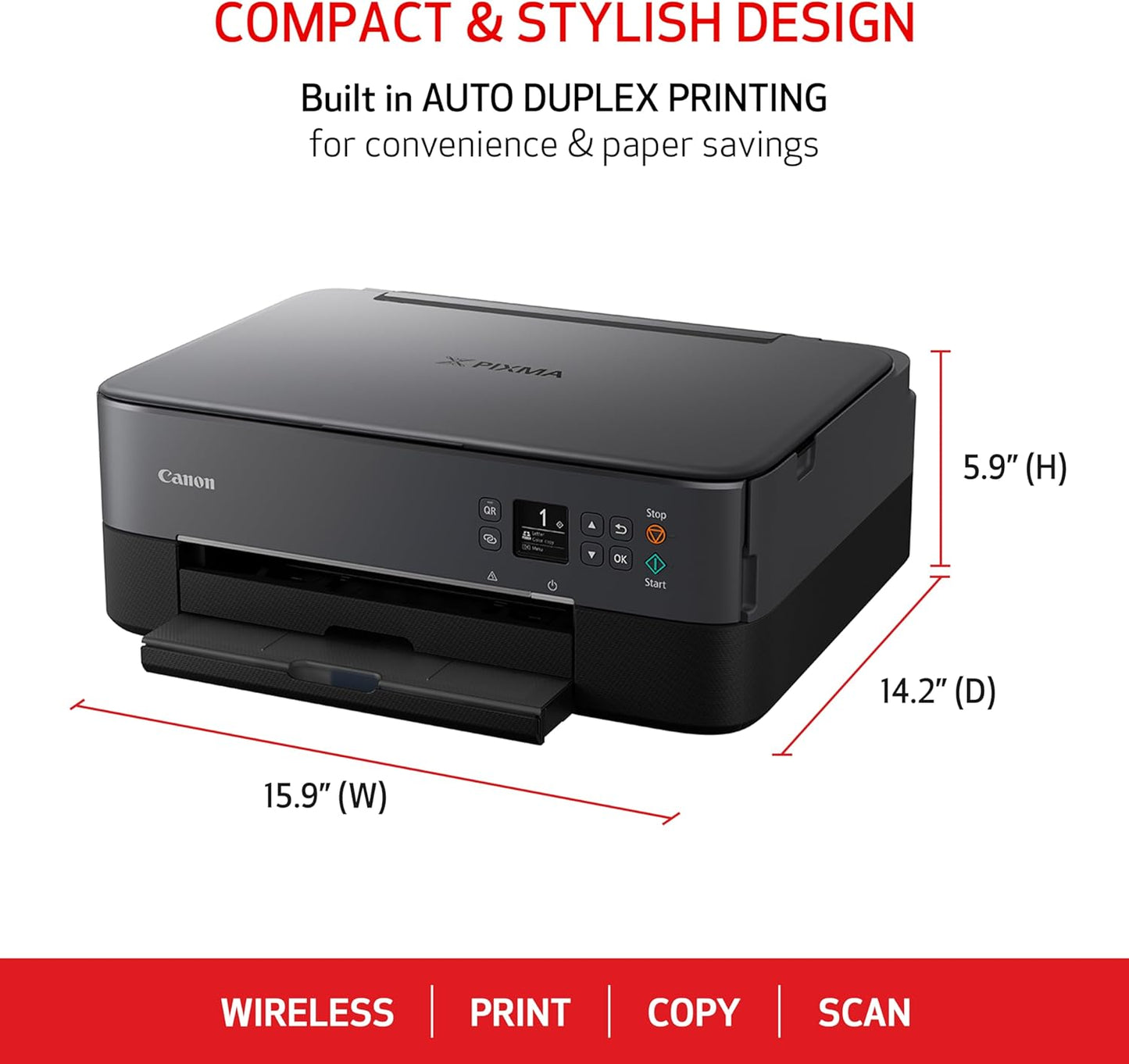 Canon PIXMA TS6420A Wireless All-In-One Inkjet Printer - Print, Copy, Scan - Sleek White Design