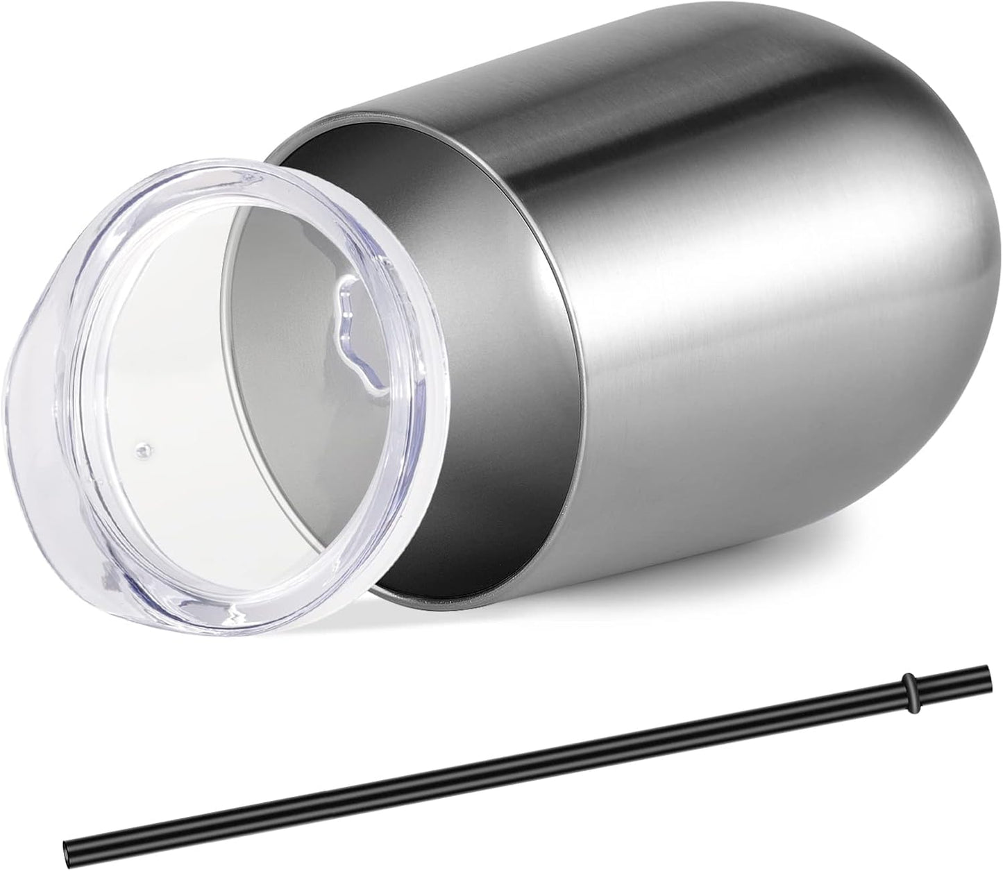 VEGOND 12-Pack Stainless Steel Wine Tumblers - 12oz Double Wall Insulated Cups with Lids & Straws for Hot & Cold Drinks