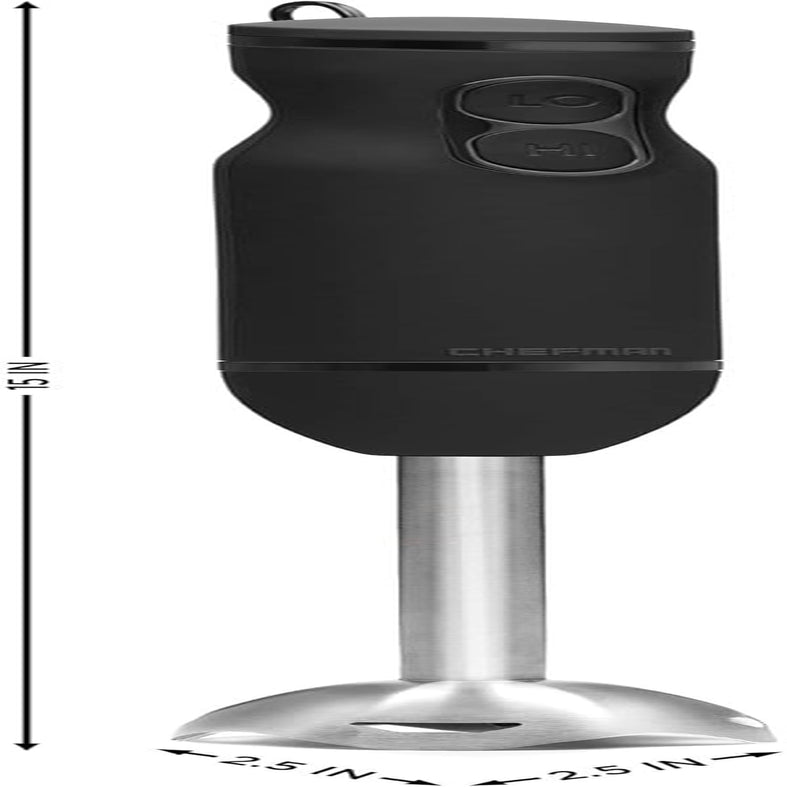 Chefman Powerful Immersion Hand Blender - 2-Speed Electric Mixer for Smoothies, Soups, Sauces & More - Ice Crushing, Black