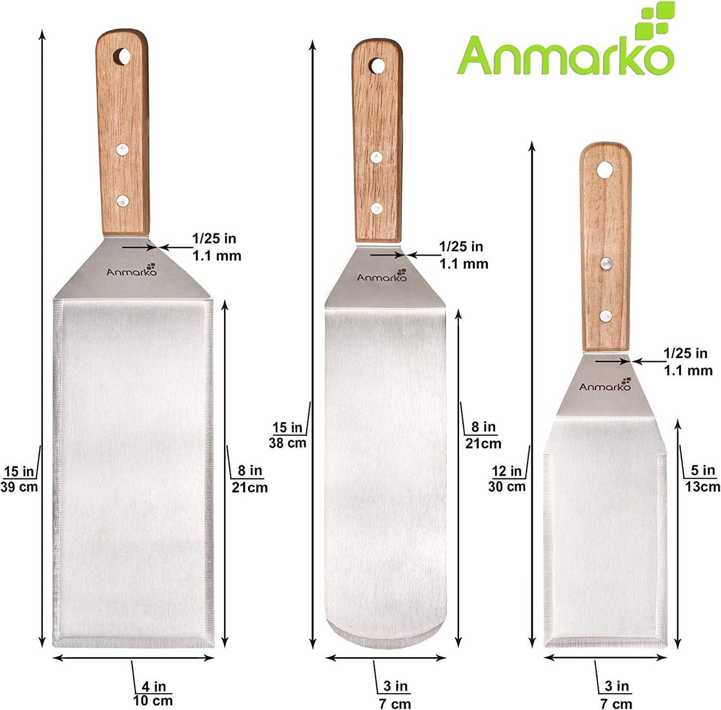 Premium Stainless Steel Teppanyaki Spatula Set - Perfect for Grilling, Flipping Pancakes, and Cooking on Cast Iron Griddles - BBQ Essential!