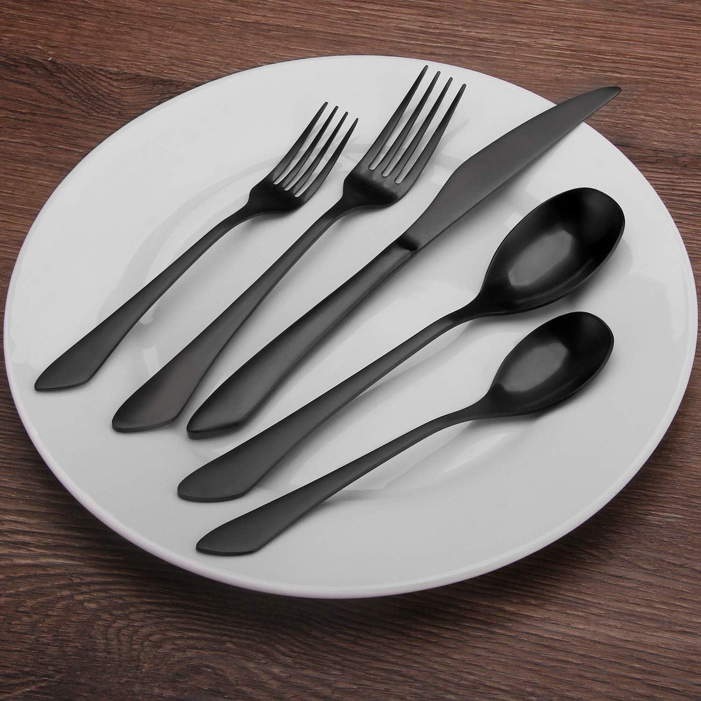 Sleek Matte Black 20-Piece Stainless Steel Flatware Set for 4 – Elegant Satin Finish Cutlery, Dishwasher Safe for Home & Restaurant Use