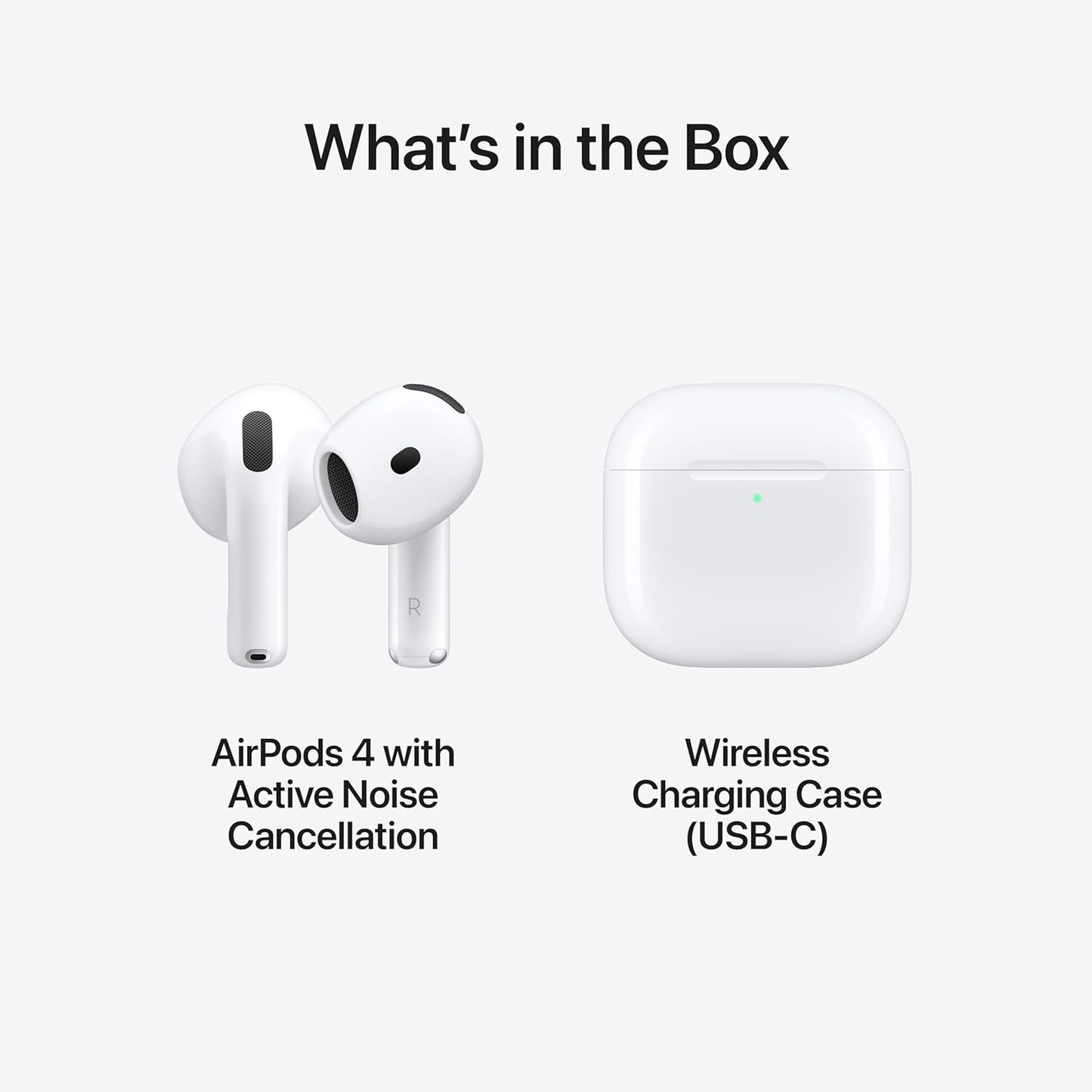 Apple AirPods 4 - Premium Wireless Earbuds with Active Noise Cancellation, Adaptive Audio, and Personalized Spatial Audio - USB-C Charging Case & Wireless Charging - H2 Chip