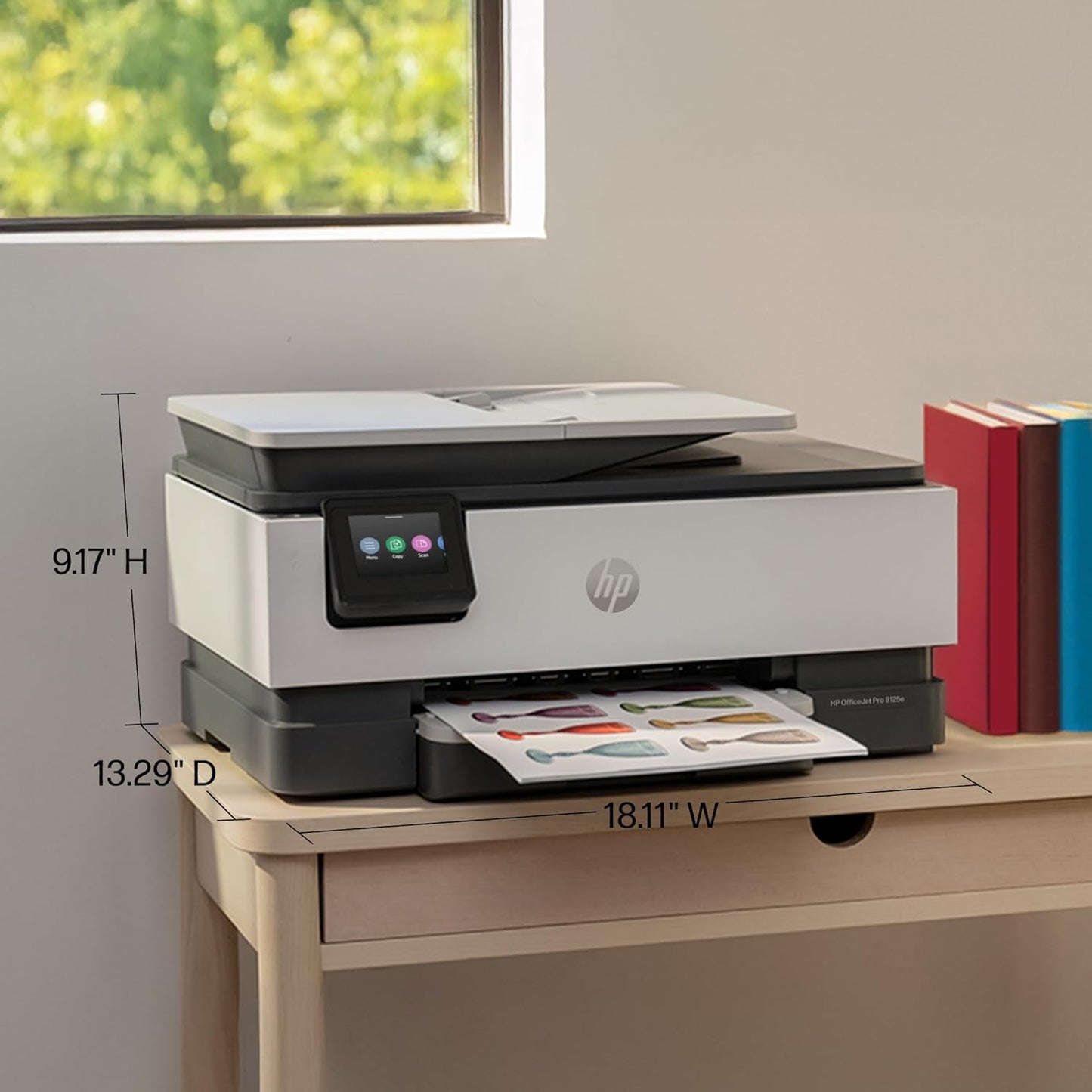 HP Officejet Pro 8125E Wireless All-In-One Color Inkjet Printer - Ideal for Home Office, Print, Scan, Copy, ADF, Duplex Printing, Includes 3-Month Instant Ink Trial, AI-Enabled