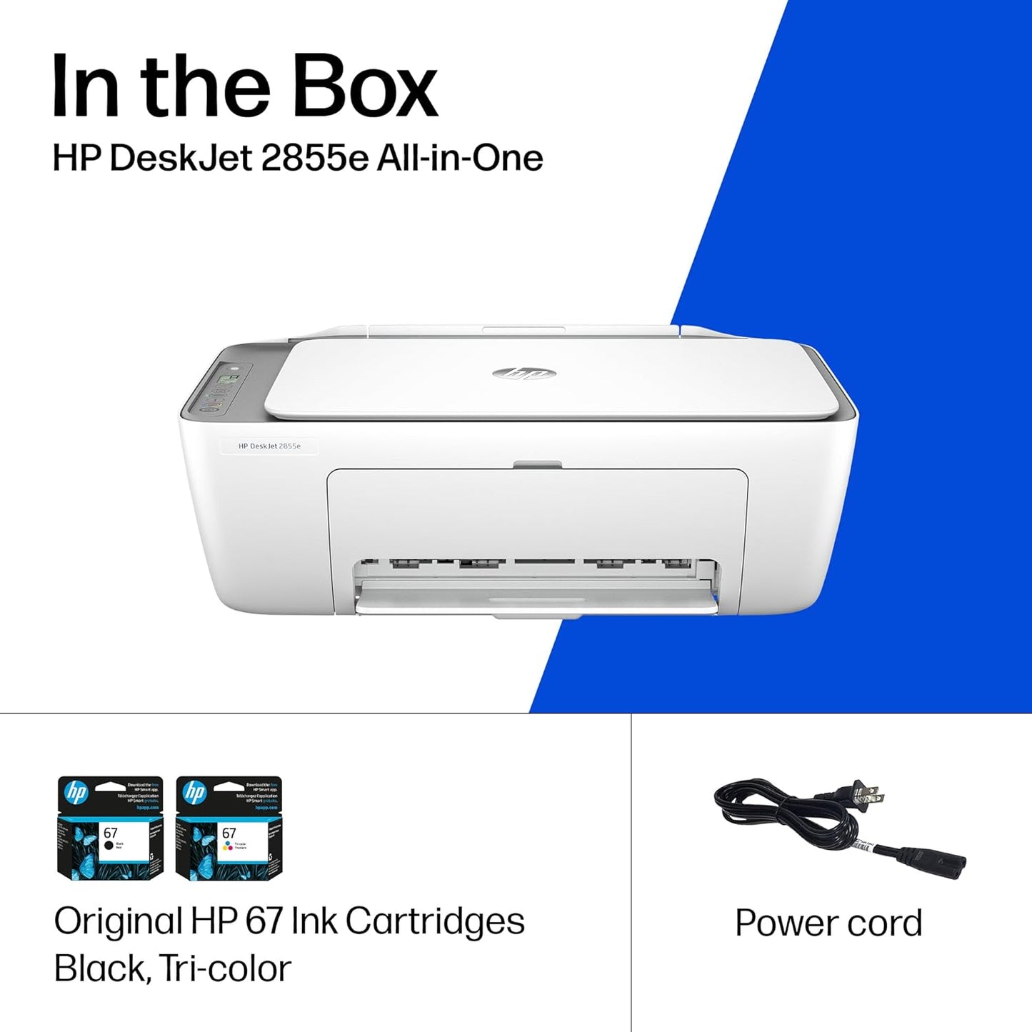 HP Deskjet 2855E Wireless All-In-One Printer with Scanner and Copier - Ideal for Home Use, Includes 3-Month Instant Ink Trial, AI-Enabled Technology