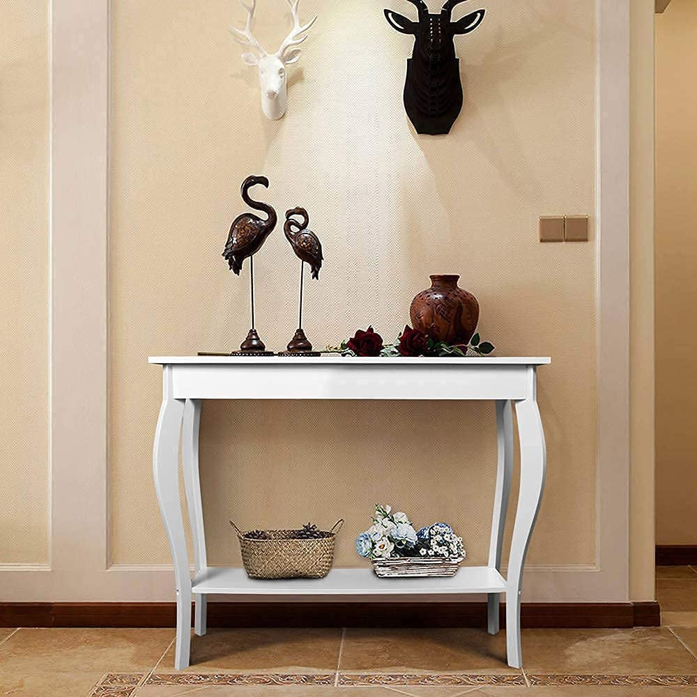 Chic White Choochoo Narrow Console Table - Stylish Accent for Entryway or Sofa