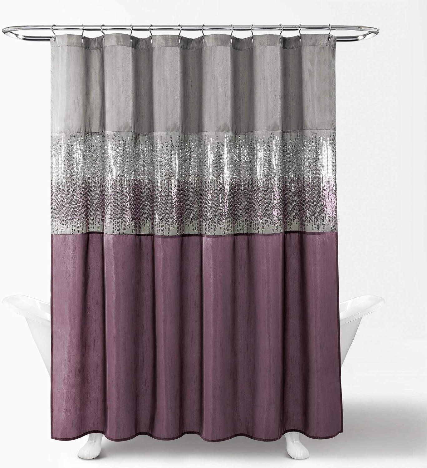 Lush Decor Night Sky Shower Curtain, 72" X 72", Gray & Purple