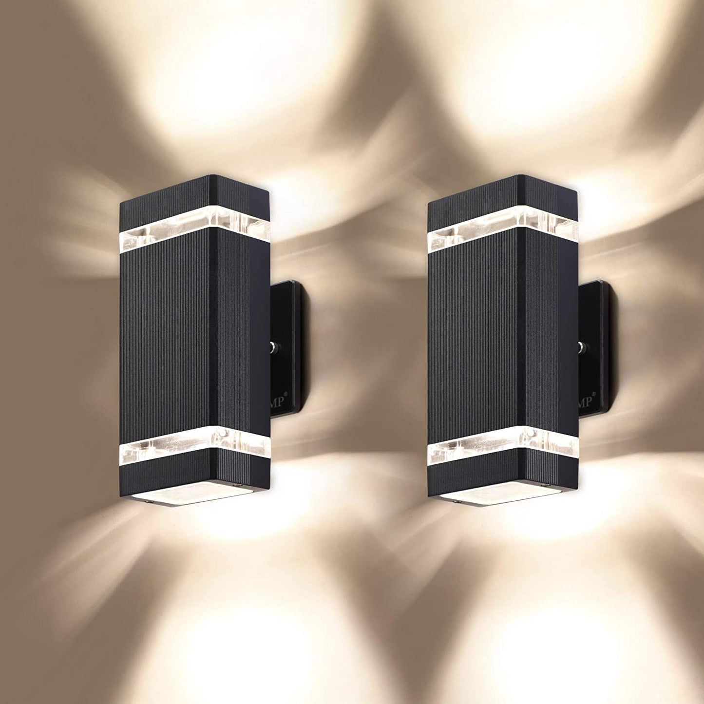 LMP 2-Pack Waterproof LED Square Up and Down Outdoor Wall Lights - 3000K, 5W, Aluminum, ETL Certified