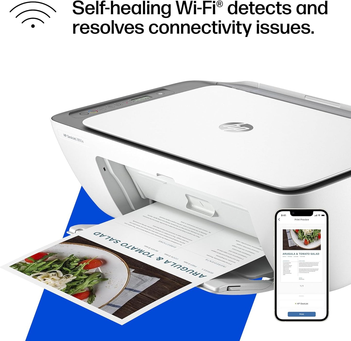 HP Deskjet 2855E Wireless All-In-One Printer with Scanner and Copier - Ideal for Home Use, Includes 3-Month Instant Ink Trial, AI-Enabled Technology