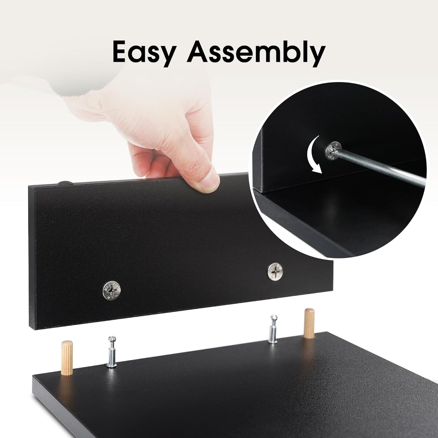 FITUEYES Dual Monitor Stand - Adjustable 3-Shelf Wood Riser for Optimal Desk Organization, Stylish Black Design