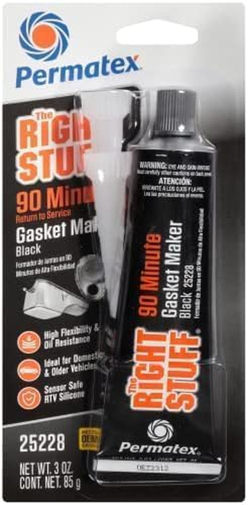 Permatex 82180 Ultra Black Maximum Oil Resistance RTV Silicone Gasket Maker, Sensor Safe and Non-Corrosive, for High Flex and Oil Resistant Applications 3 Oz
