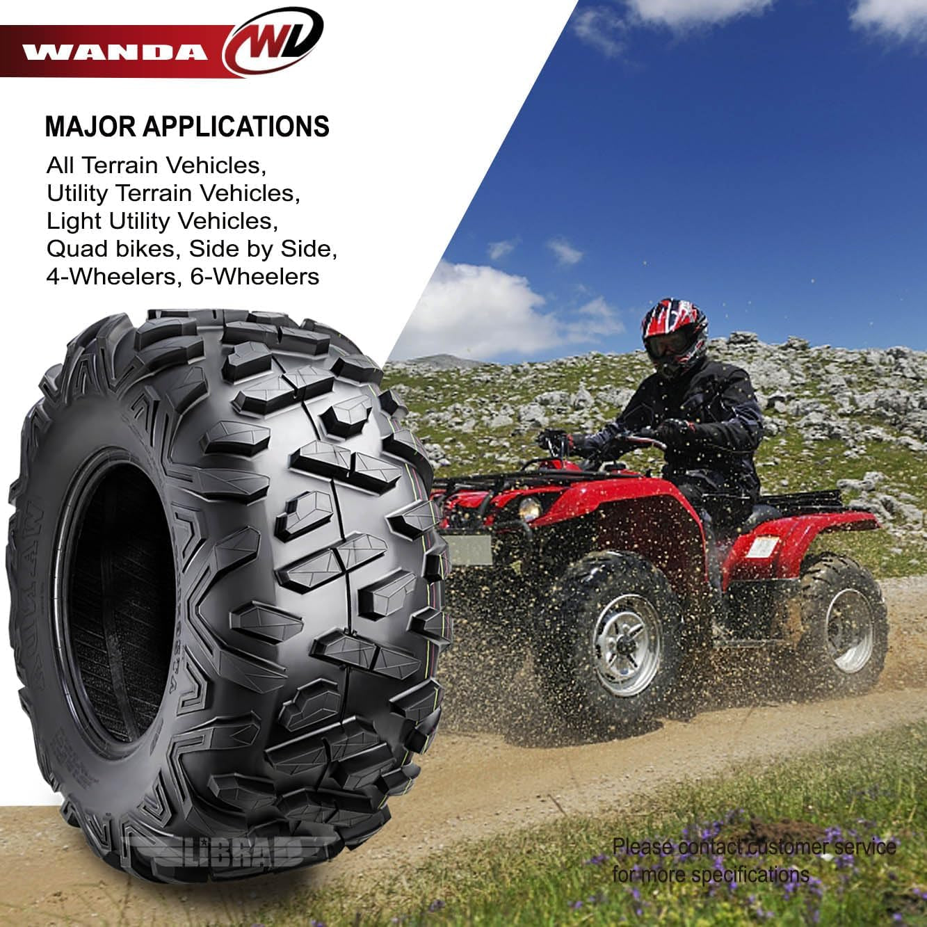 WANDA Set of 2 ATV Tires 22X10-10 22X10X10 6PR Big Horn Style
