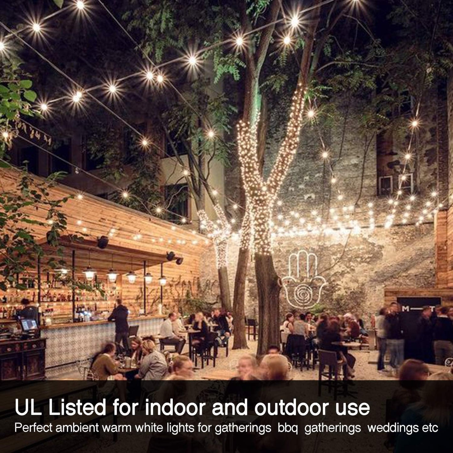 Banord 29FT Shatterproof Globe Outdoor String Lights - 15 Dimmable Waterproof Bulbs for Patio, Porch & Cafe Decor