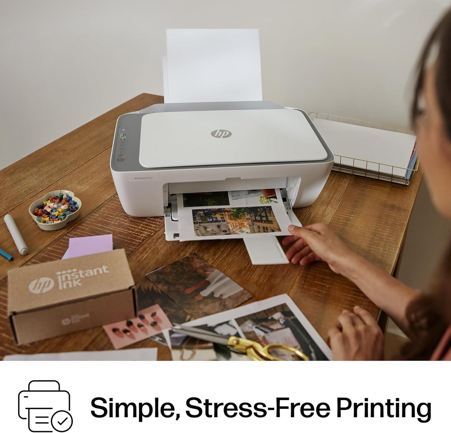 HP Deskjet 2855E Wireless All-In-One Printer with Scanner and Copier - Ideal for Home Use, Includes 3-Month Instant Ink Trial, AI-Enabled Technology
