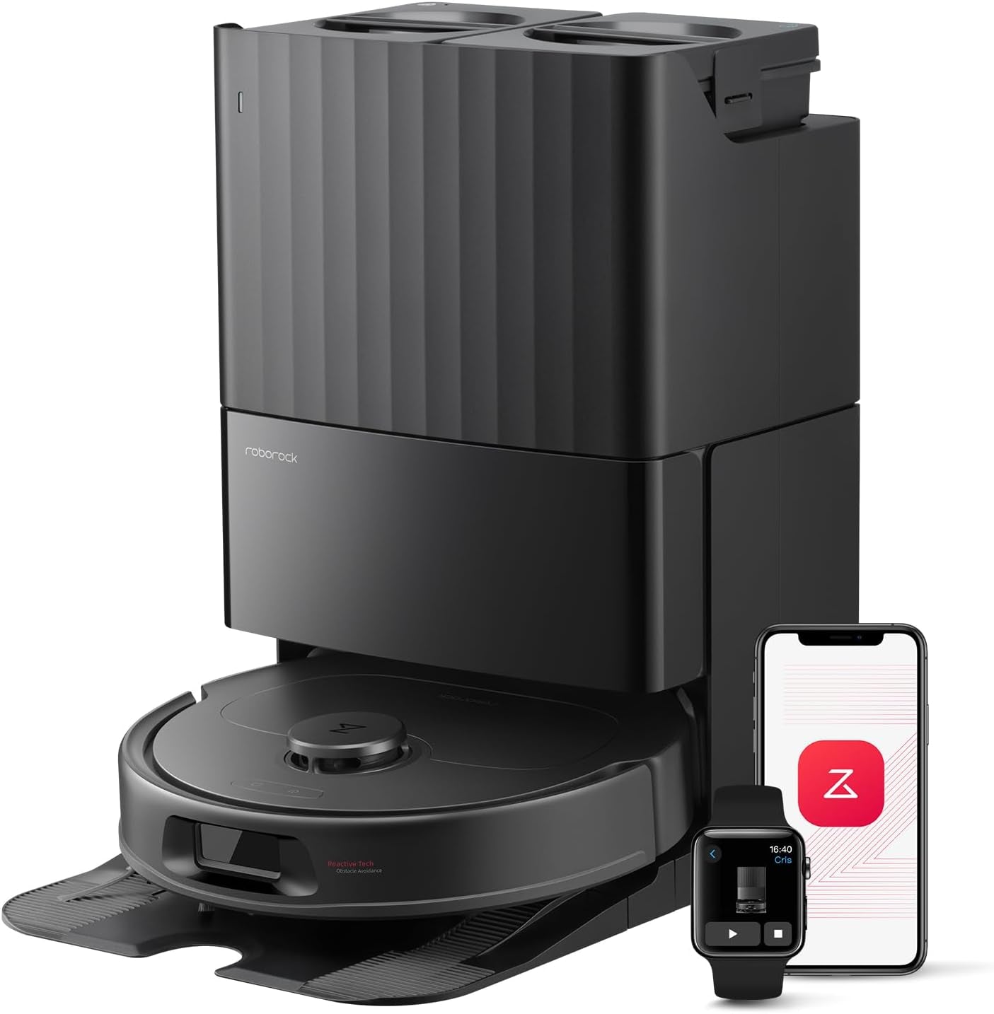 Qrevo L Robot Vacuum and Mop, All-In-One Vacuum Cleaner, 10,000Pa Powerful Suction, Self Emptying & Refilling, Self Mop Washing & Air Drying, Anti-Tangle Brushes for Home, Pet Hairs, Black