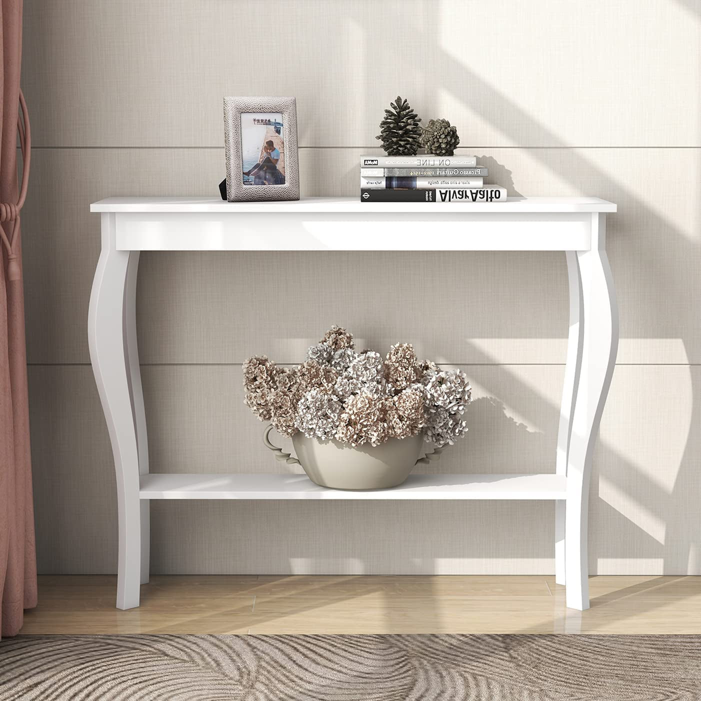 Chic White Choochoo Narrow Console Table - Stylish Accent for Entryway or Sofa