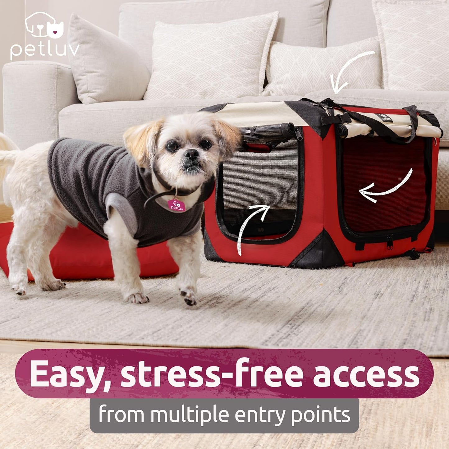 Soft-Sided Cat & Dog Pet Carrier, Large 24"X16"X16", Fits Large Cat, 2 Cats, or Medium Dog Comfortably, Great for Travel & Vet Visits, Privacy Windows, Removable Bed, Locking Zippers, Folds Flat
