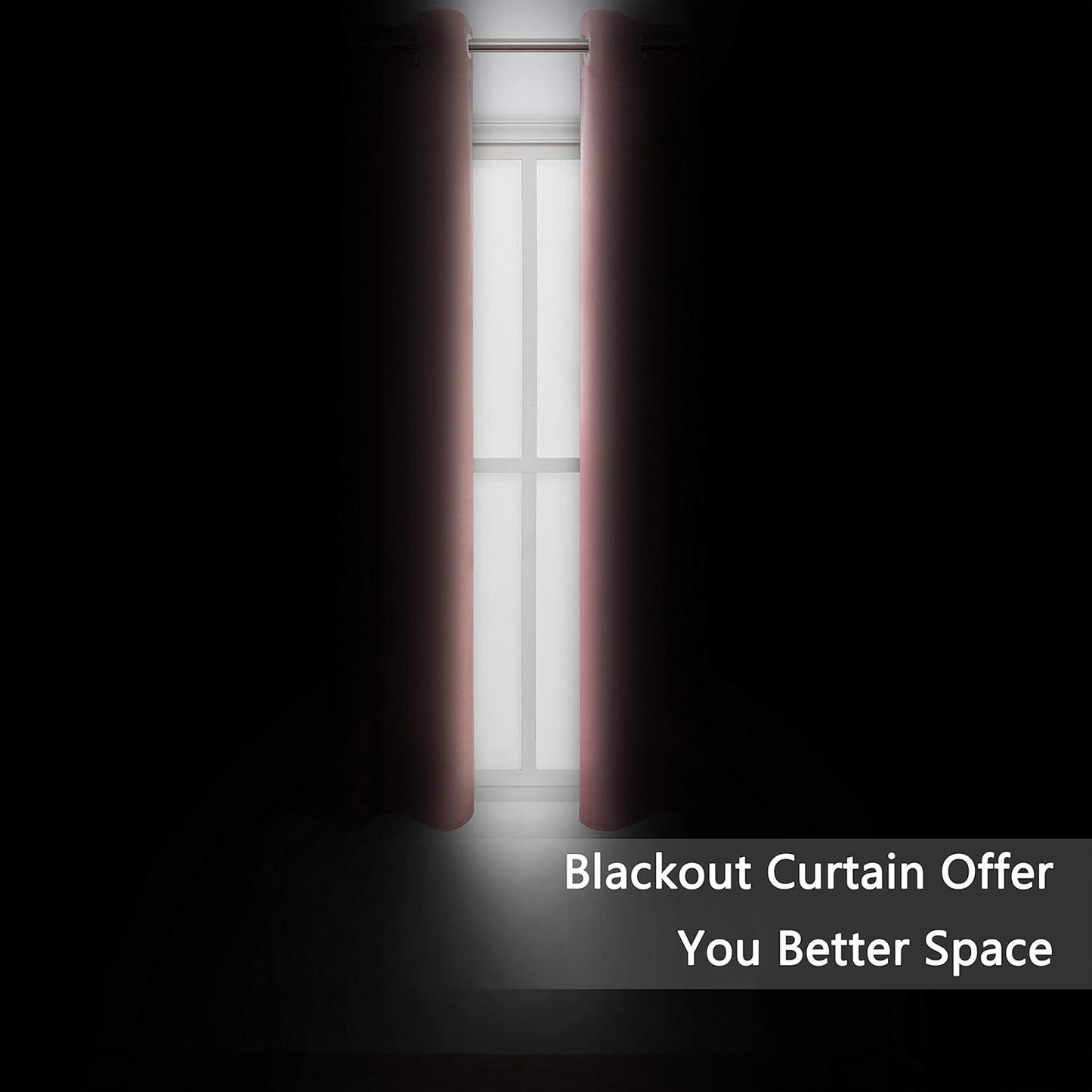 Luxurious Baby Pink Blackout Curtains - Set of 2 Grommet Panels (42" x 63") for a Cozy Bedroom Retreat