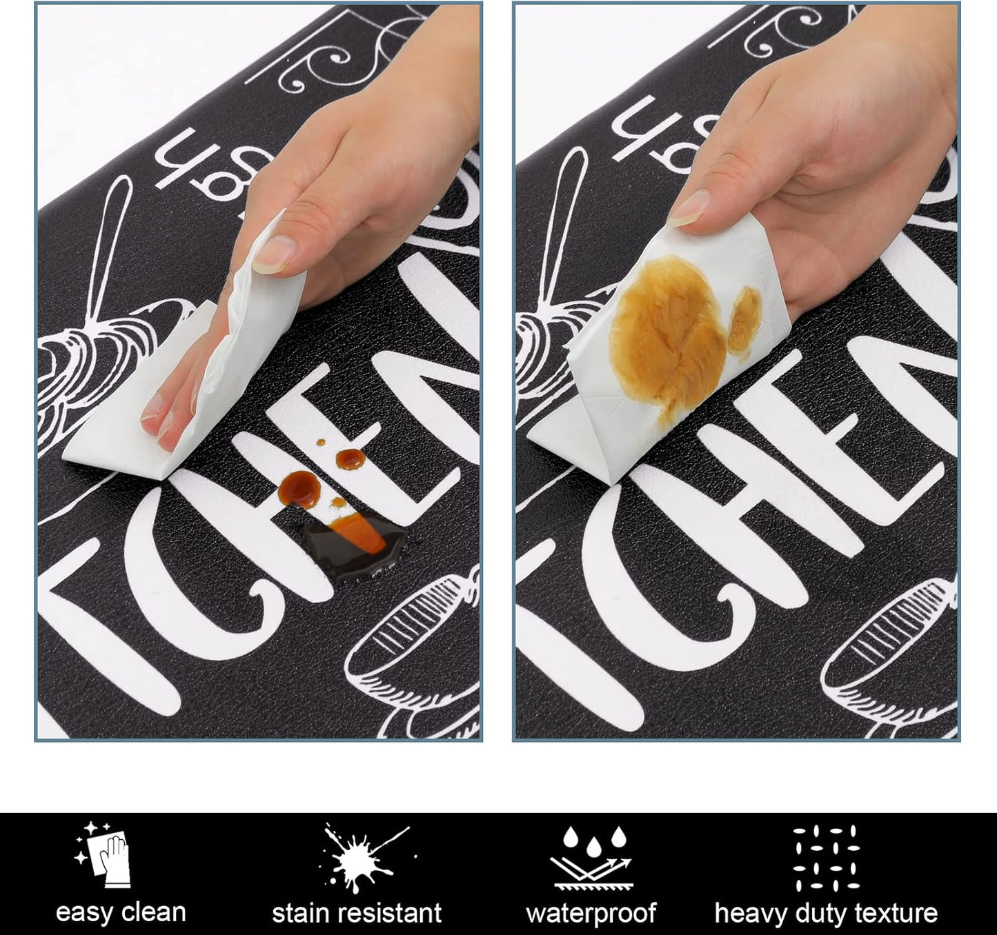 HEBE Kitchen Mats for Floor Set of 2 Thick anti Fatigue Mat for Cushioned, Waterproof Non-Slip Rugs Comfort Standing Chef Mat for Kitchen Sink, Laundry Room, Farmhouse Home Decor