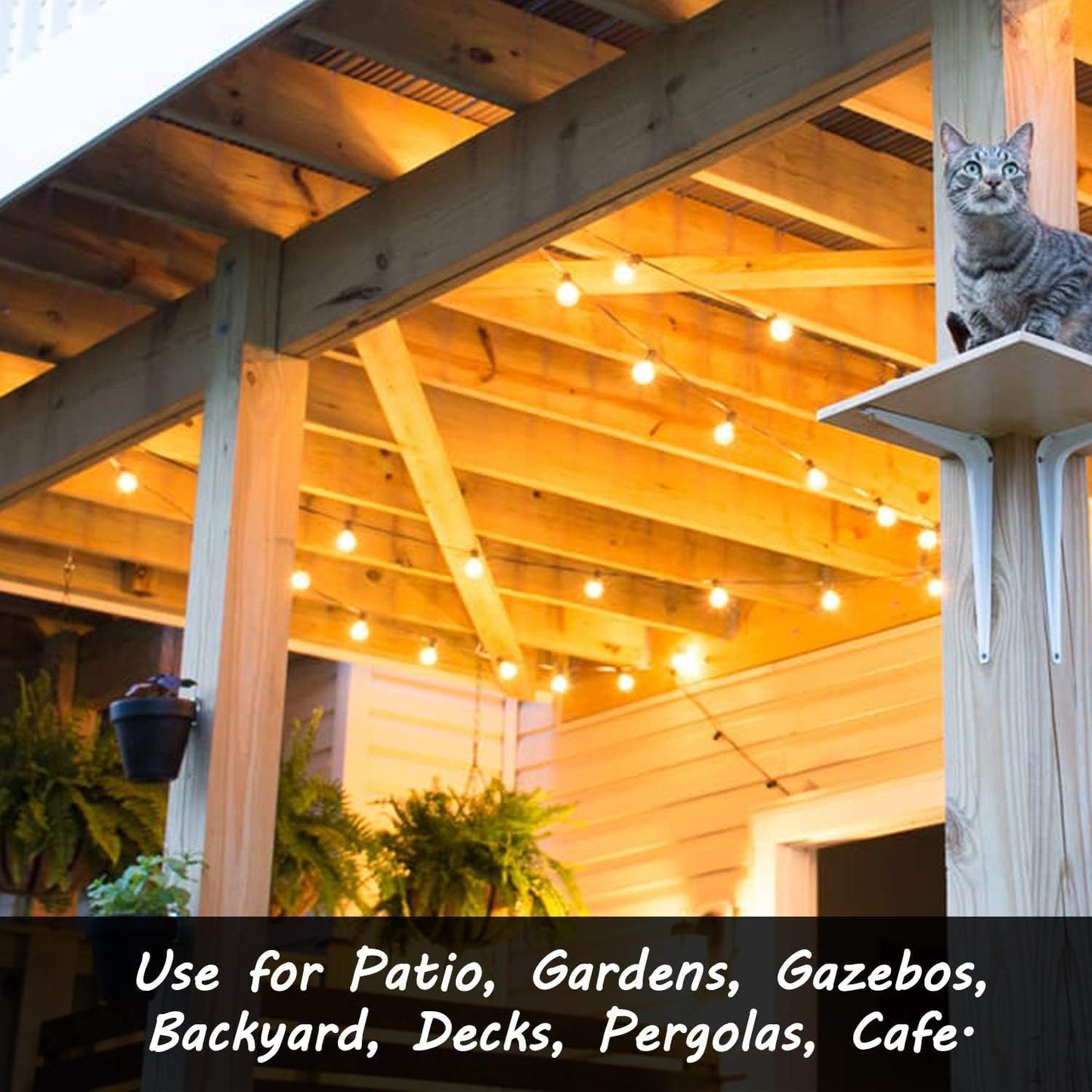 Banord 29FT Shatterproof Globe Outdoor String Lights - 15 Dimmable Waterproof Bulbs for Patio, Porch & Cafe Decor