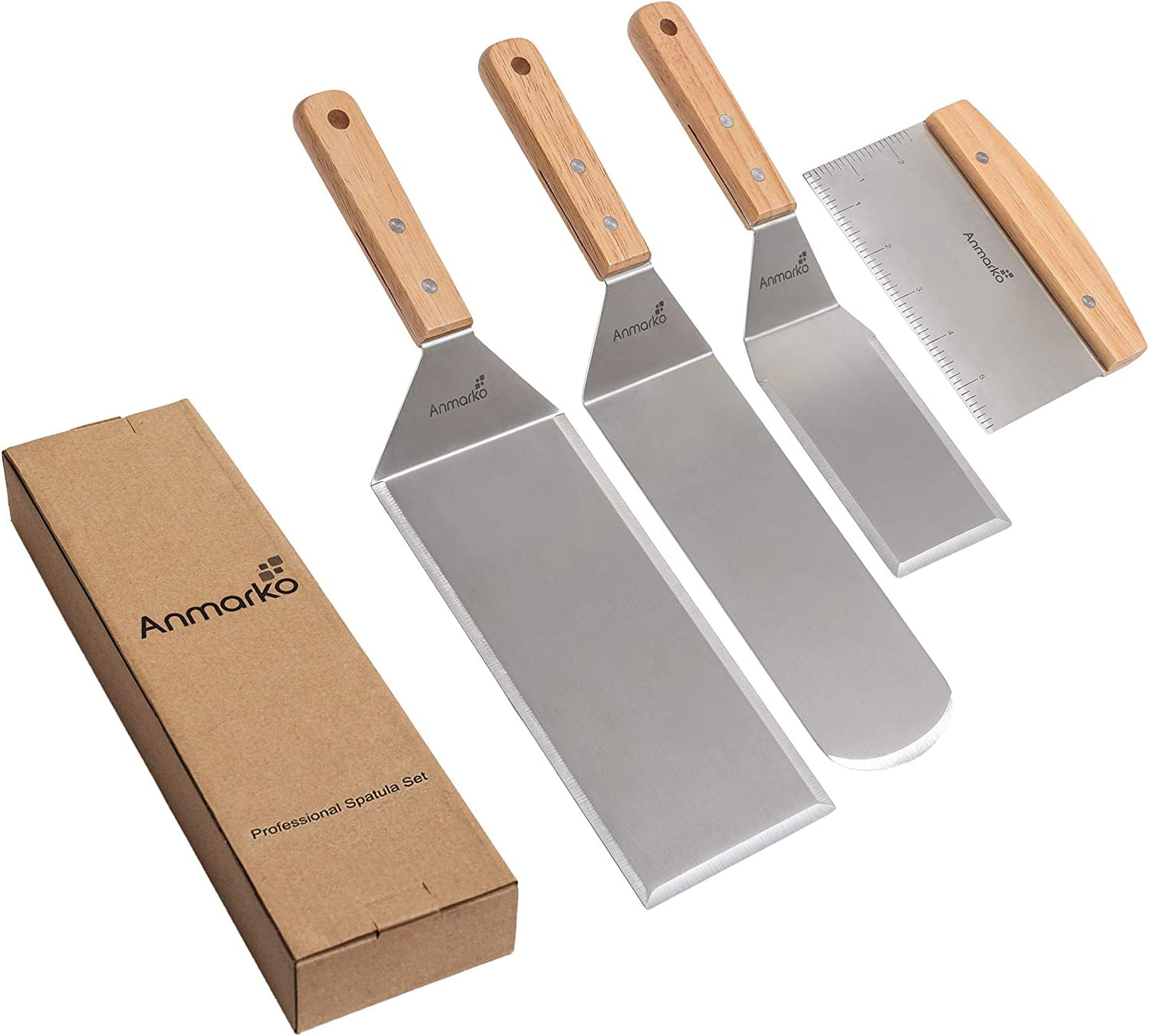 Premium Stainless Steel Teppanyaki Spatula Set - Perfect for Grilling, Flipping Pancakes, and Cooking on Cast Iron Griddles - BBQ Essential!