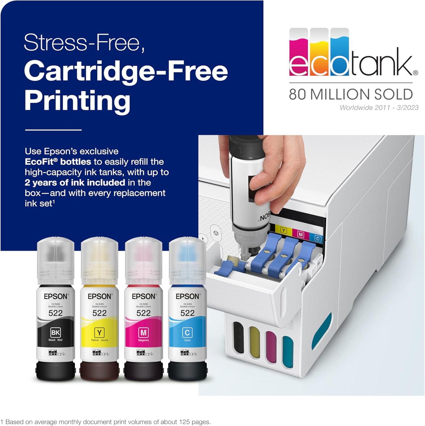 Epson EcoTank ET-2800 Wireless All-In-One Supertank Printer – Cartridge-Free, Scan & Copy, Perfect for Home Use - White
