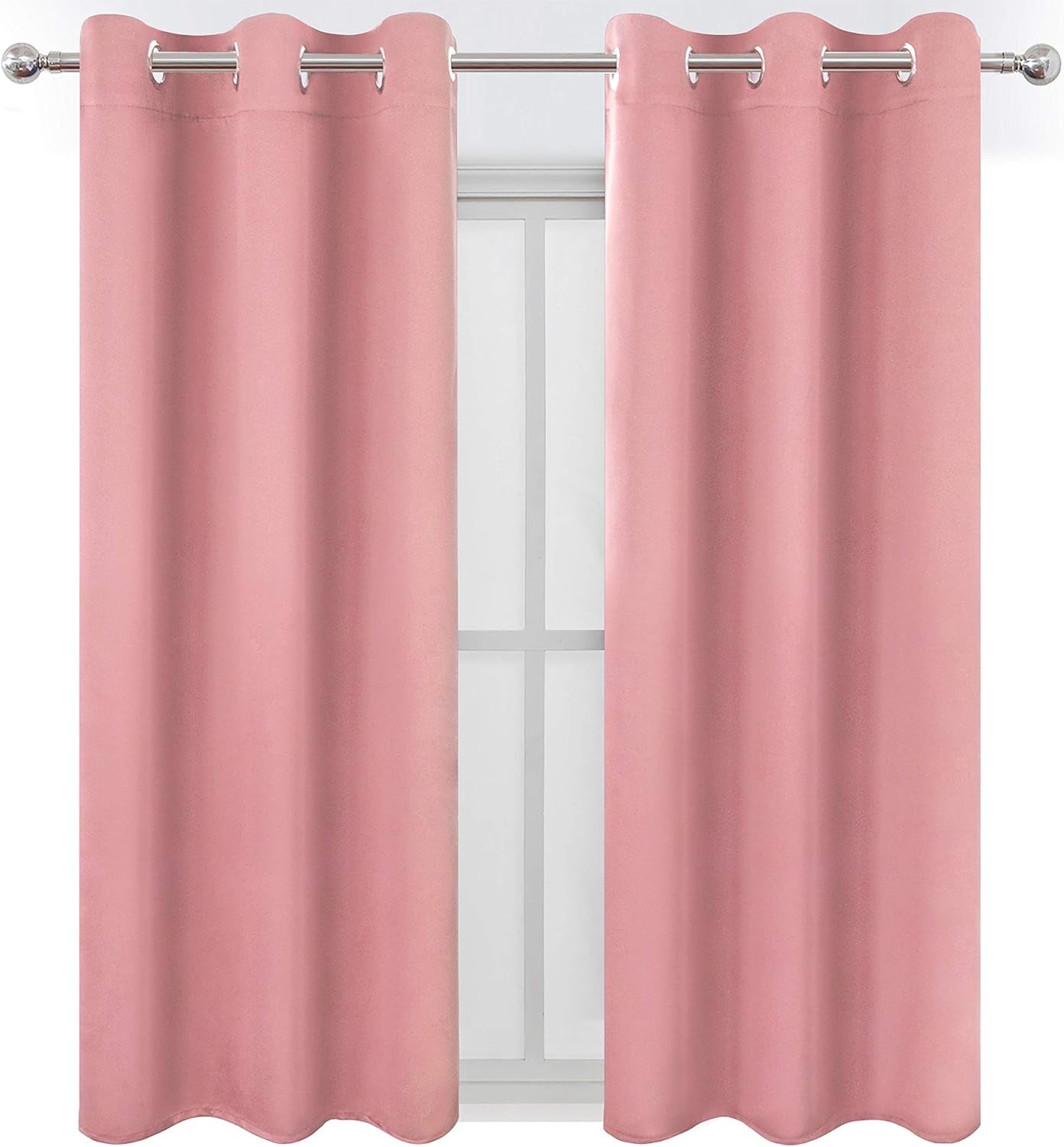 Luxurious Baby Pink Blackout Curtains - Set of 2 Grommet Panels (42" x 63") for a Cozy Bedroom Retreat