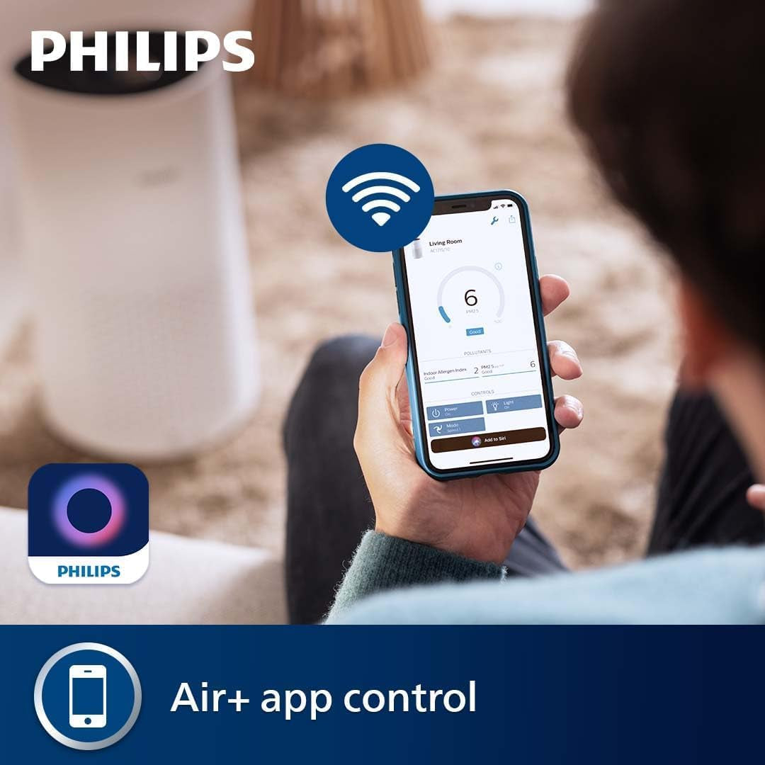 1000I Series Air Purifier – 78 M² Coverage, 300 M³/H CADR, HEPA & Carbon Filter, Smart Sensor, Ultra-Quiet, Wi-Fi Connected, Air+ App (AC1715/70)