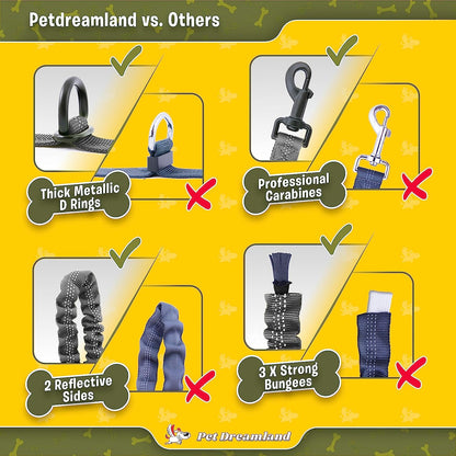 Pet Dreamland Exquisite Handsfree Dog Leash for Large Dogs. Ultimate Comfort & Freedom for Walking and Hiking. Premium Quality, Durable & Versatile Waist Belt. Your Dog Will Love This Running Leash.